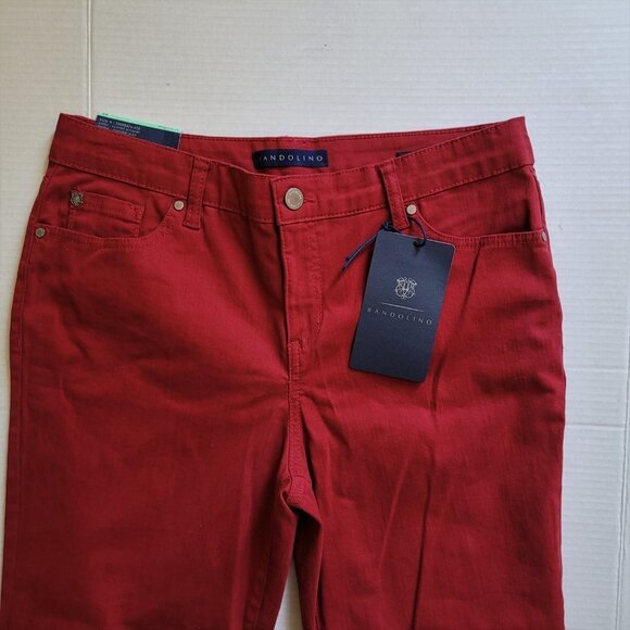 Bandolino jeans red Mandie style straight legs stretch cotton denim pants petite - Picture 13 of 16